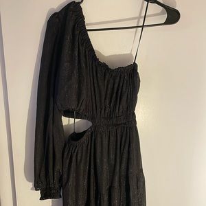 Moon River Black Shimmer One-shoulder Dress. Size XS